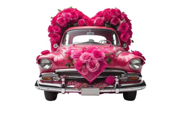Download Pink Rose Car with Hearts and Flowers - Hearts and flowers Collection