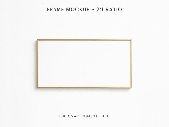 Download 2:1 Thin Gold Frame Mockup PSD JPG - Thin gold frame Collection