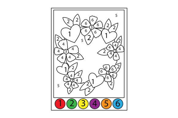 Download Hearts and Flowers Border Color by Number - Hearts and flowers Collection