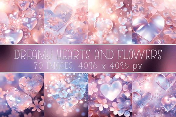 Download Pink and Rose Gold Hearts and Flowers - Hearts and flowers Collection