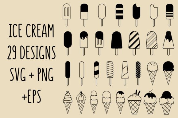 Download Ice Cream Svg Bundle Outline Clipart - Ice cream Collection