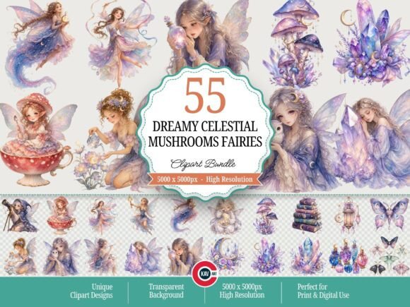 Download Dreamy Celestial Mushrooms Fairies PNGs - Dreamy Collection