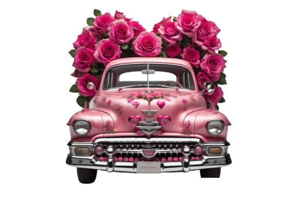 Download Pink Rose Car with Hearts and Flowers - Hearts and flowers Collection