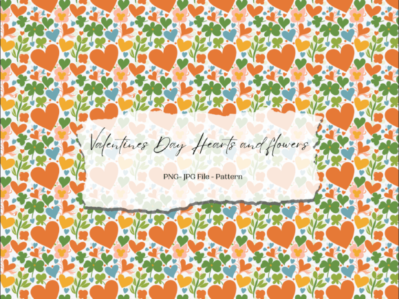 Download Orange Hearts and Flowers Pattern - Hearts and flowers Collection