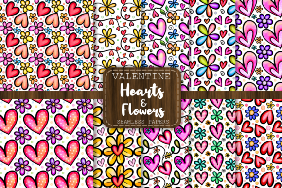 Download Hearts and Flowers Seamless Patterns - Hearts and flowers Collection