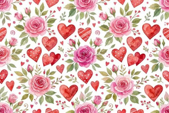 Download Romantic Watercolor Hearts and Flowers - Hearts and flowers Collection