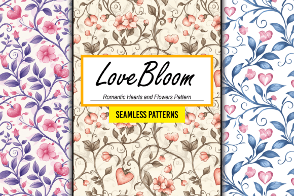 Download Romantic Hearts and Flowers Pattern Art - Hearts and flowers Collection