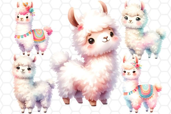 Download Cute Llama Clipart Set - Watercolor PNG - Premium Resources